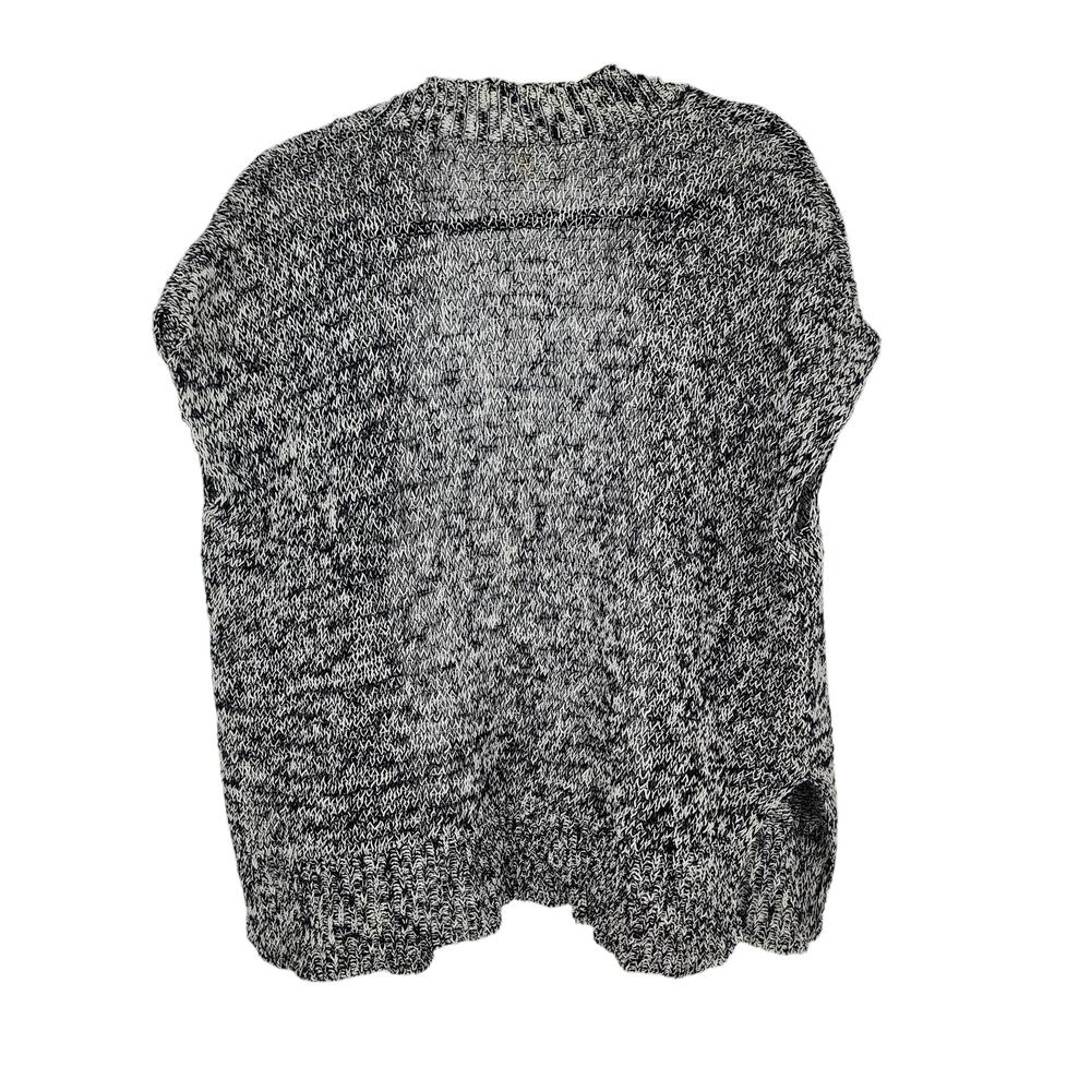 Eileen Fisher Sleeveless Open Knit Linen Blend Cardigan Black White Size Small - Picture 4 of 4
